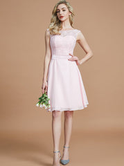 Light Pink Bridesmaid Dresses,Knee Length Bridesmaid Dress,Elegant Bridesmaid Dress,BD00255