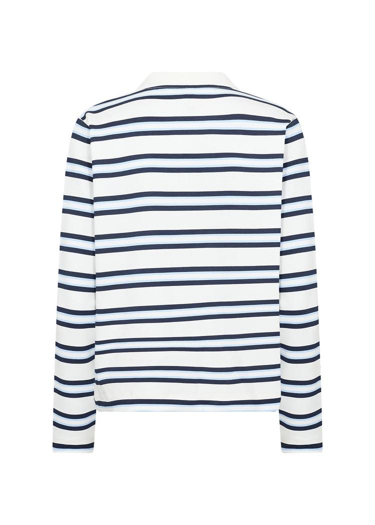 Soyaconcept Sc-Barni 51 navy combi striped long-sleeve blouse with collar and button placket.