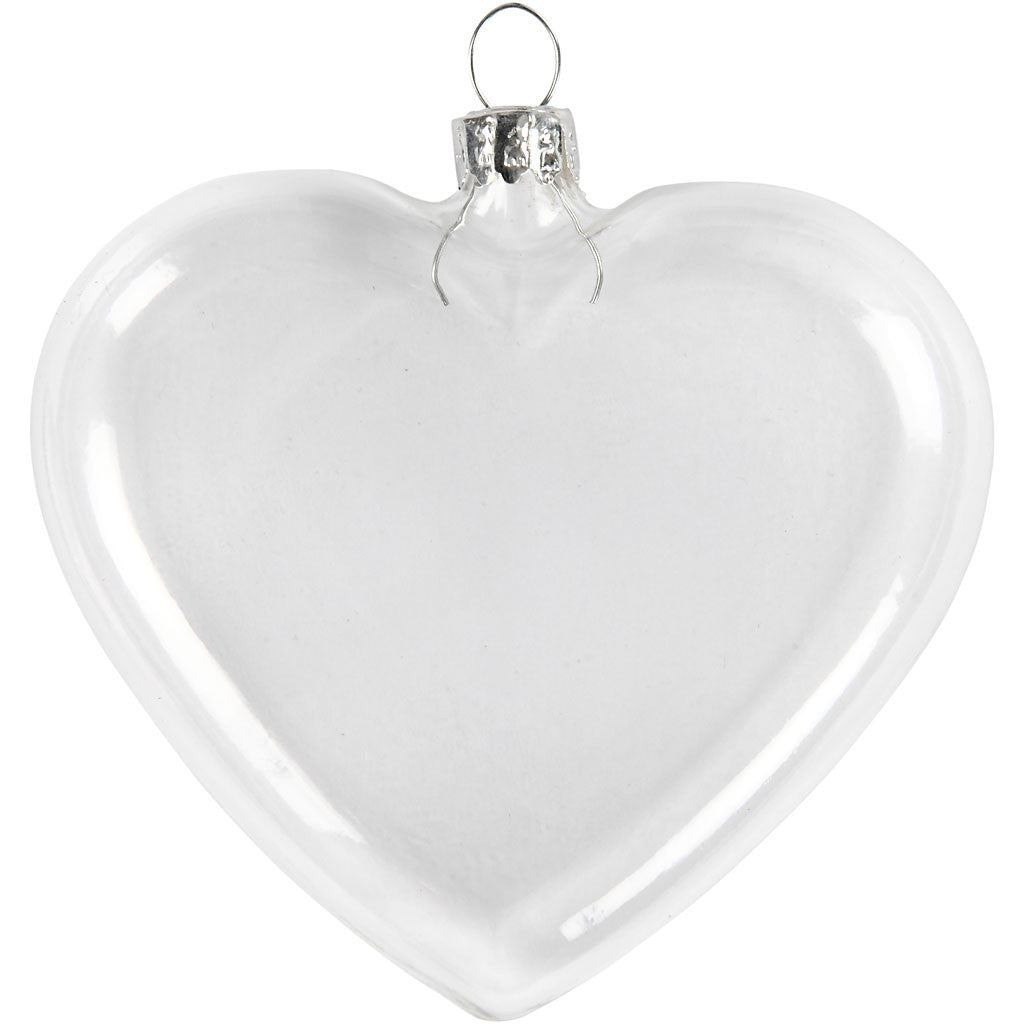 [36 pk] BUDGET Julekule av glass, Flat hjerteformet (7,8 x 9 x 2,1 cm)