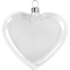 [36 pk] BUDGET Julekule av glass, Flat hjerteformet (7,8 x 9 x 2,1 cm)