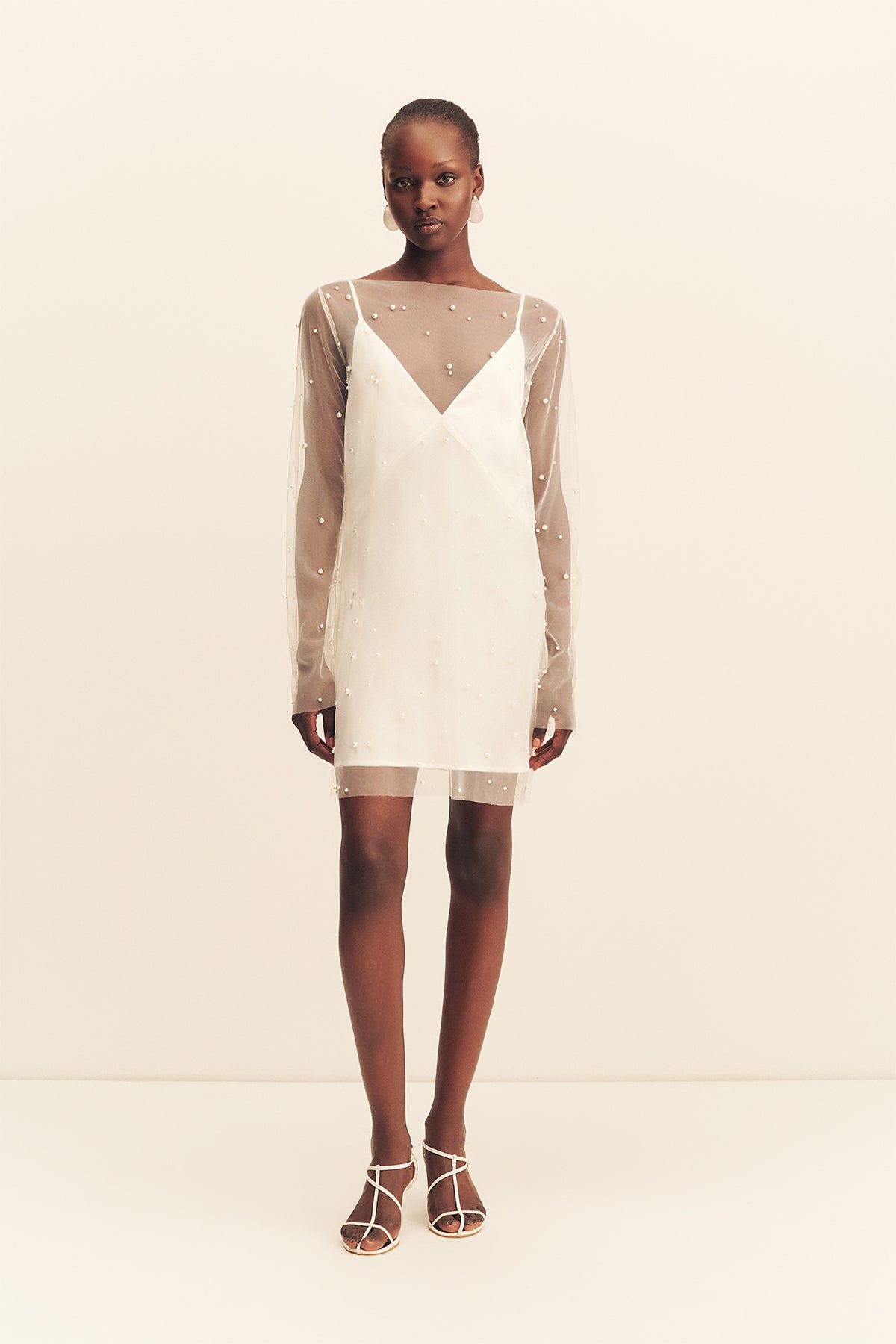 OPALINE SHEER PEARL MINI DRESS_F