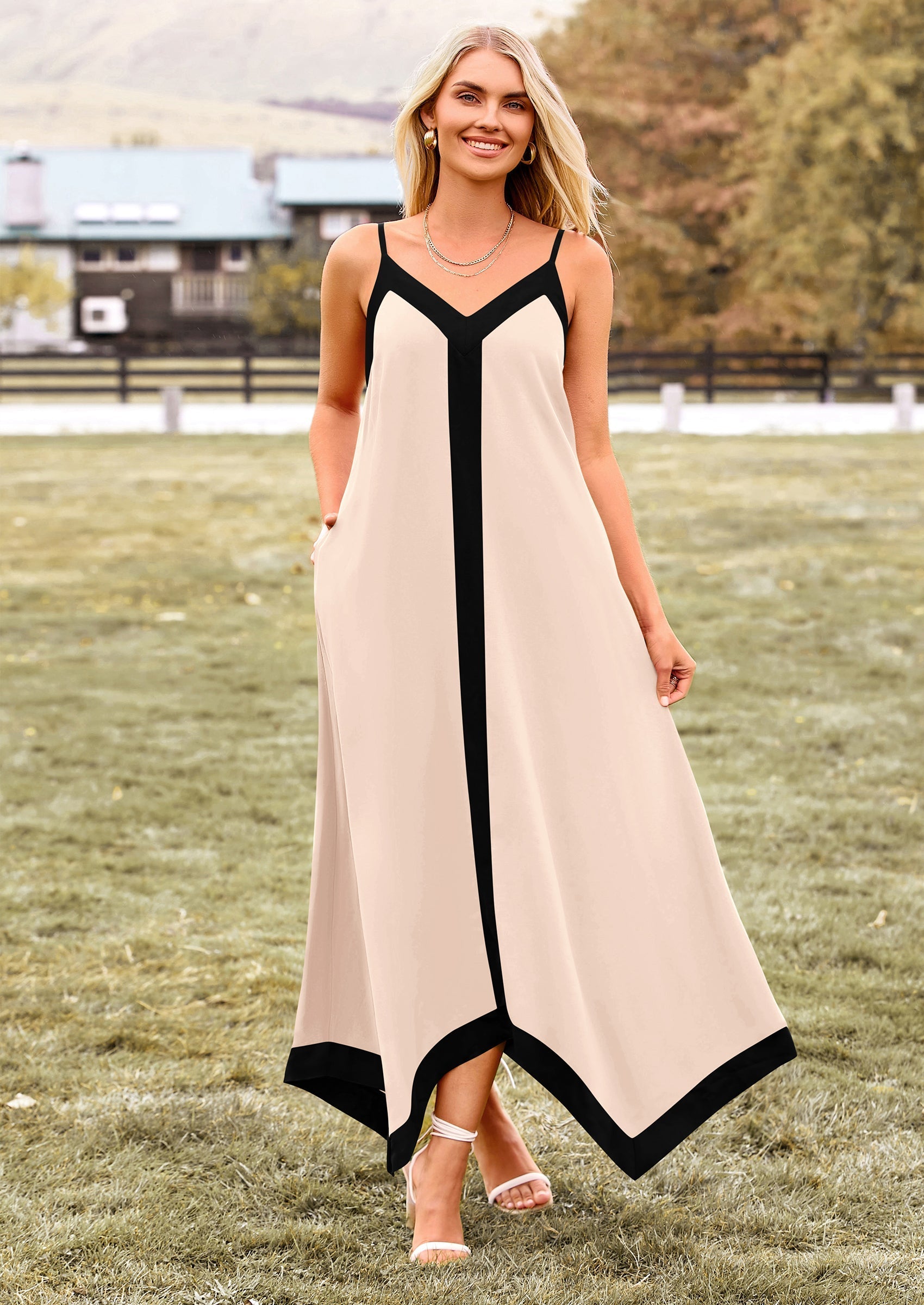 PRETTYGARDEN Women's Flowy Maxi Dress Summer Sleeveless V Neck Spaghetti Strap Elegant Wedding Party Dresses PRETTYGARDEN