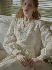 Vintage Lace Embroidered Long Dress