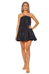 Staud Sofia Black Strapless Taffeta Mini Dress