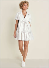 Cotton Poplin Tiered Dress - Cloud Dancer