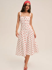 RED DOT MIDI DRESS