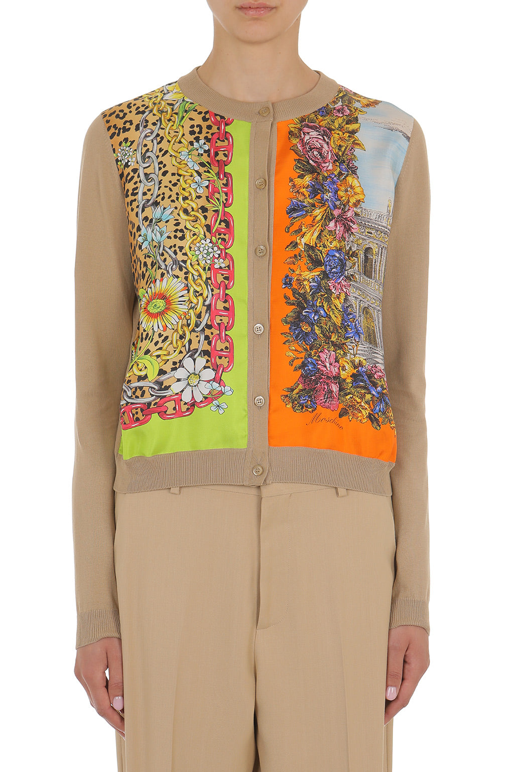 MSC-A0923 BEIGE FLORAL PRINT CARDIGAN