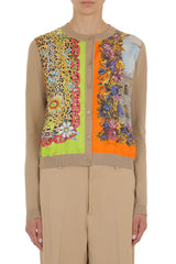 MSC-A0923 BEIGE FLORAL PRINT CARDIGAN