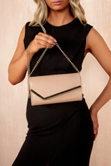 Saturn Nude PU Patent Detachable Chain Bag