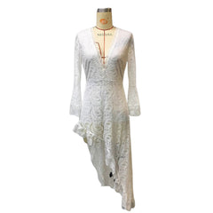 Women's Western Boho Lace V-neck Midi Dress DY507534