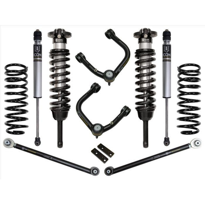 Complete ICON Stage 3 tubular upper control arms and suspension components for 2010+ Toyota 4Runner, laid out on white background.