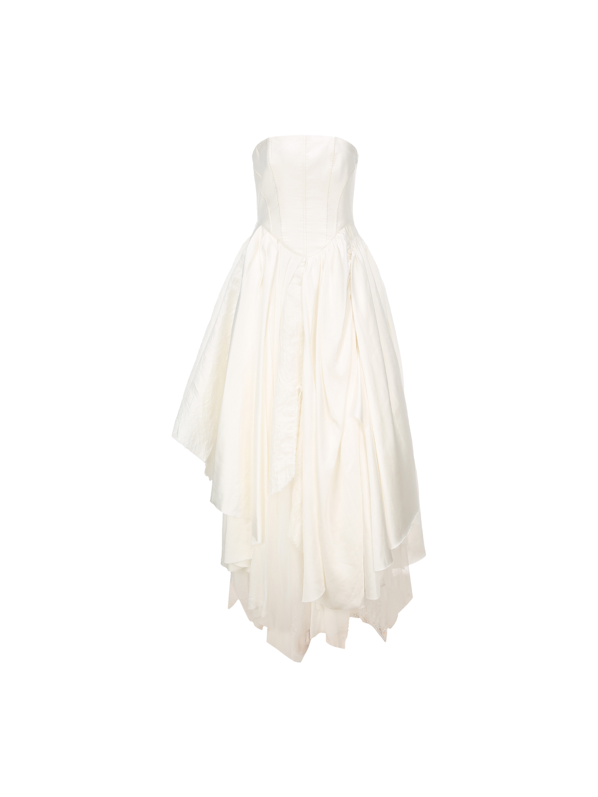 White Fold Pleated Strapless Dress