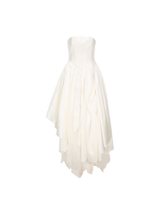 White Fold Pleated Strapless Dress
