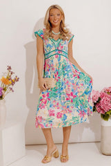 Blooming Beauty Pleated Midi Dress