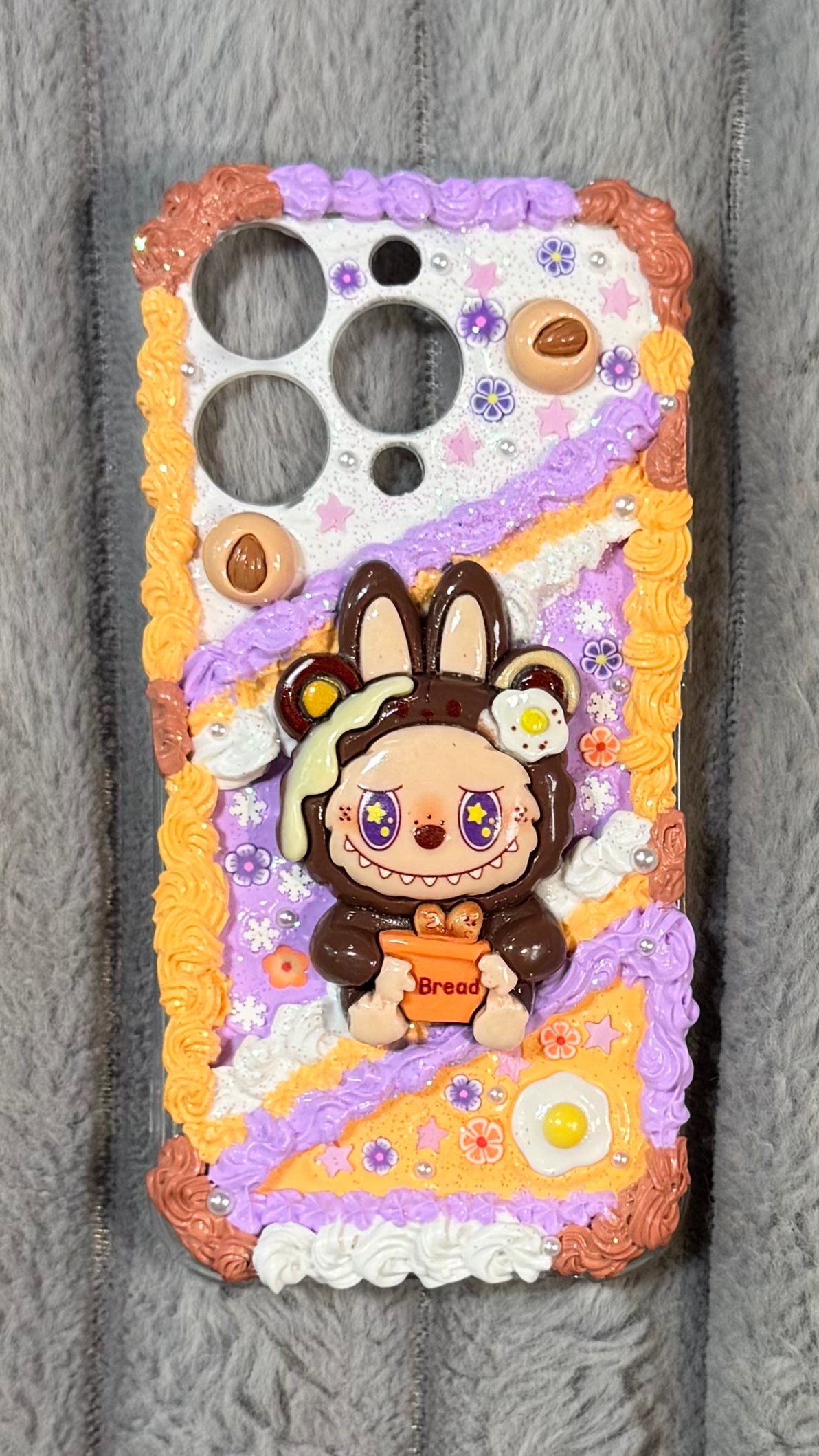 Handmade Whipped Cream Phone Case – Cute Bunny Bread Lover Design