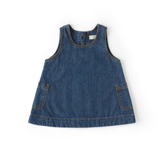 kids denim shift dress vintage wash in blues pattern