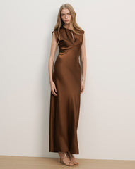 Veronica Beard Nelzy Silk Maxi Dress - Walnut