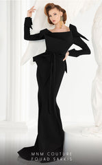 MNM Couture 2540 fishtail gown with origami details, off-shoulder neckline, and luxurious back design. | Couture Shop LA