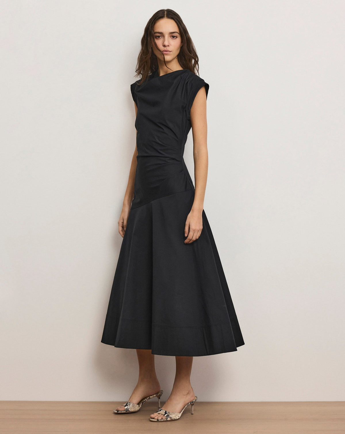 Veronica Beard Lisette Cotton Poplin Midi Dress - Black