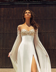 Sexy Wedding Gown with Long Angel Cape Sleeves
