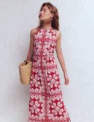 Antonia Jersey Maxi Dress-Rich Chestnut, Botanical Charm