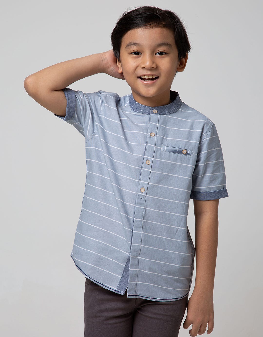 Little M Short Sleeve Shirt Hai Stripe Slub
