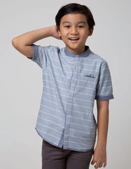 Little M Short Sleeve Shirt Hai Stripe Slub