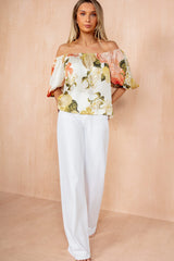 Delta Cream Floral Puff Sleeve Top