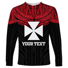 (Custom Personalised)Wallis And Futuna Pride Long Sleeve Shirt - LT12 Unisex Red - Polynesian Pride