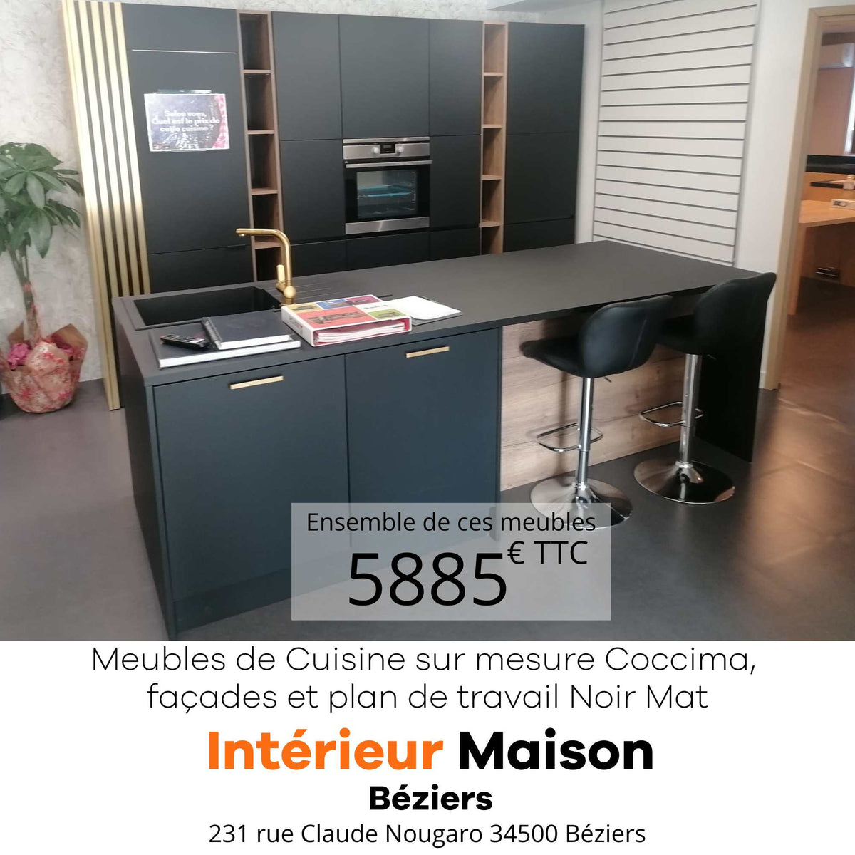 Exemple CUISINE Coccima avec Ilot Central,  à 5885€