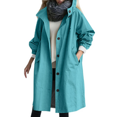 ANNA Trenchcoat med hætte og knapper i forreste række