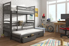 Alan Wooden Bunk Bed with Trundle and Storage