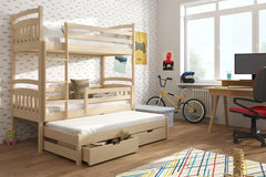 Alan Wooden Bunk Bed with Trundle and Storage