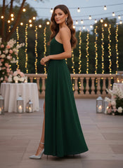 Berrylush Women Solid Dark Green One-Shoulder A-Line Maxi Dress