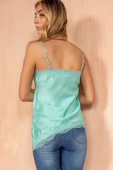 Brooks Turquoise Satin Lace Top