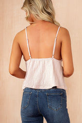 Sutton Pink Textured Frill Cami Top