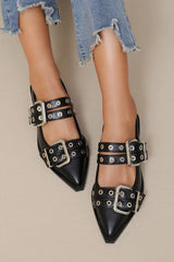 Willow Black PU Buckle Slingback Shoe