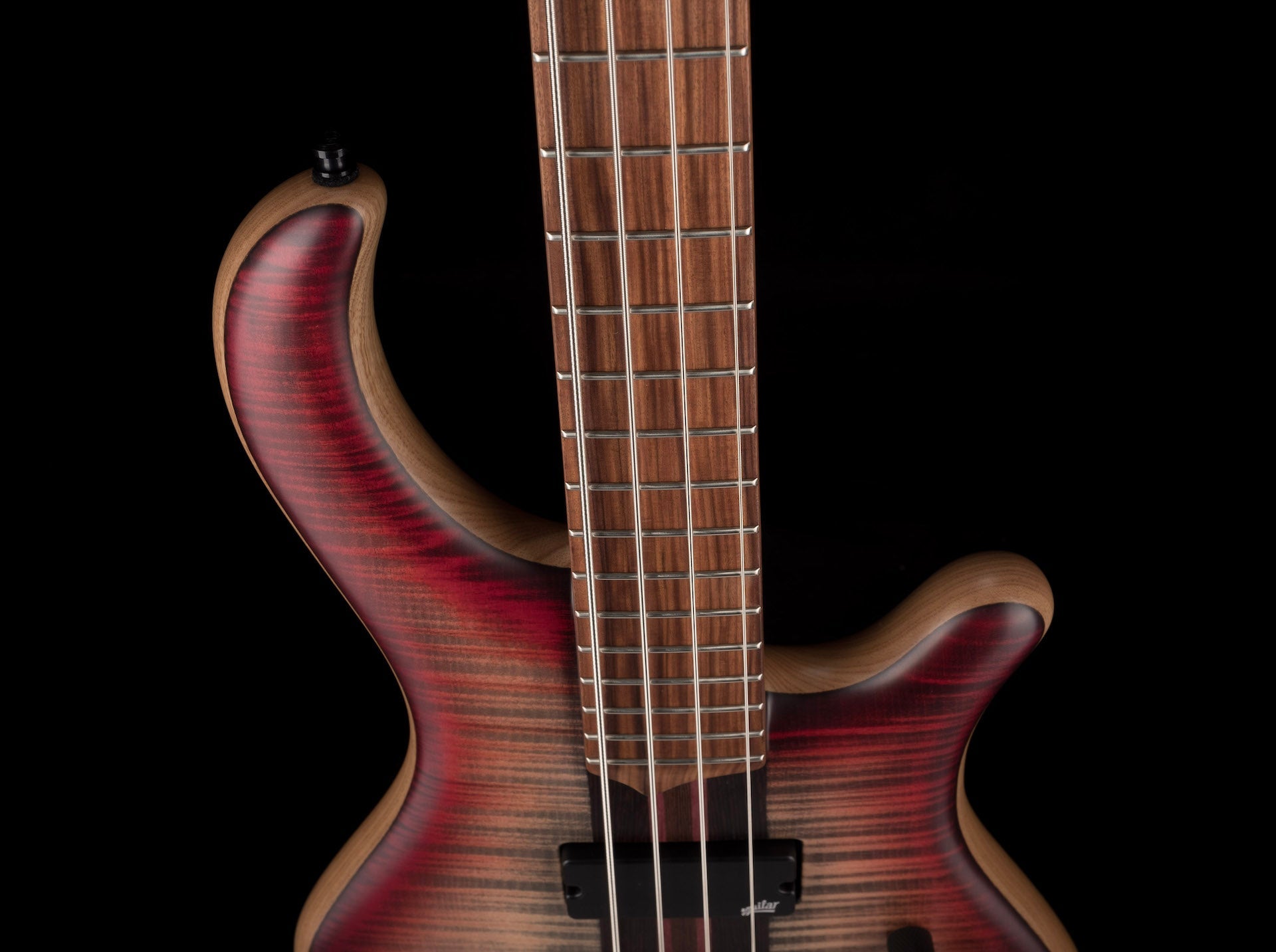 Mayones Patriot Classic 4 Flame Top Bass Satine Transparent Jeans Black 3-Tone Red Burst