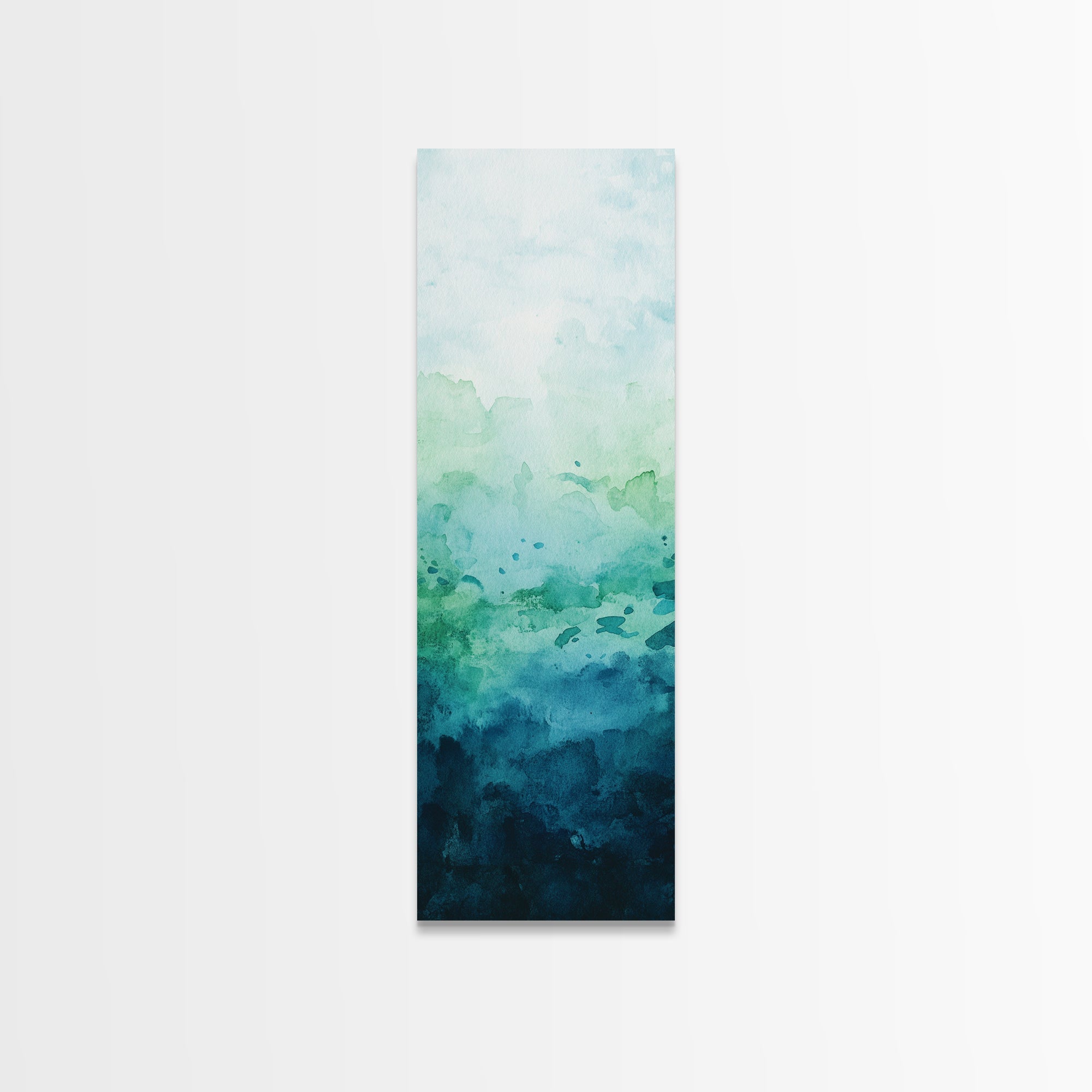 Gradient Watercolor Framed Canvas Print in Green and Blue, Sage Green Wall Art, Minimalist Art, Bedroom Art, Living Room Art