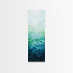 Gradient Watercolor Framed Canvas Print in Green and Blue, Sage Green Wall Art, Minimalist Art, Bedroom Art, Living Room Art