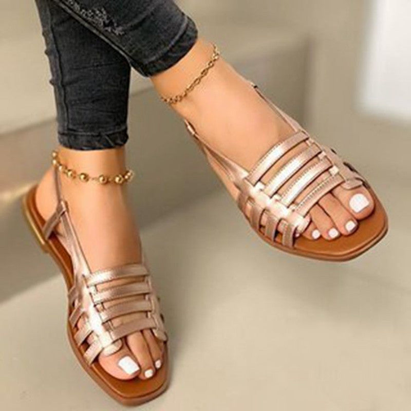 Rose gold leather sandals
