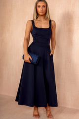 Henley Navy Square Neck Scuba Dress