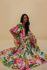 Farm Rio - Off-white Painted Flowers Maxi Dress