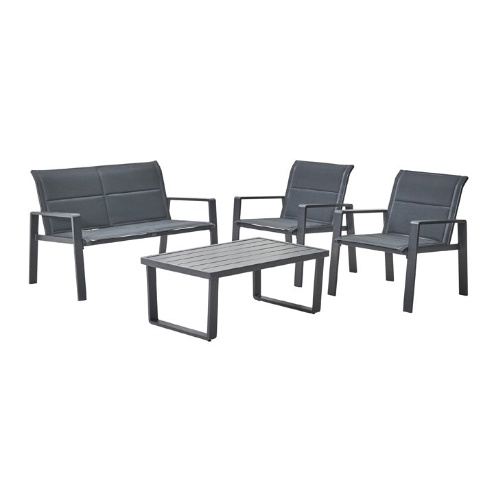Naterial Set de Sala para Jardín:  Sofá de 2 plazas + 2 sillones + Mesa de Centro de Aluminio para Exterior, Modelo Aramis