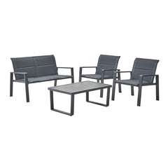 Naterial Set de Sala para Jardín:  Sofá de 2 plazas + 2 sillones + Mesa de Centro de Aluminio para Exterior, Modelo Aramis