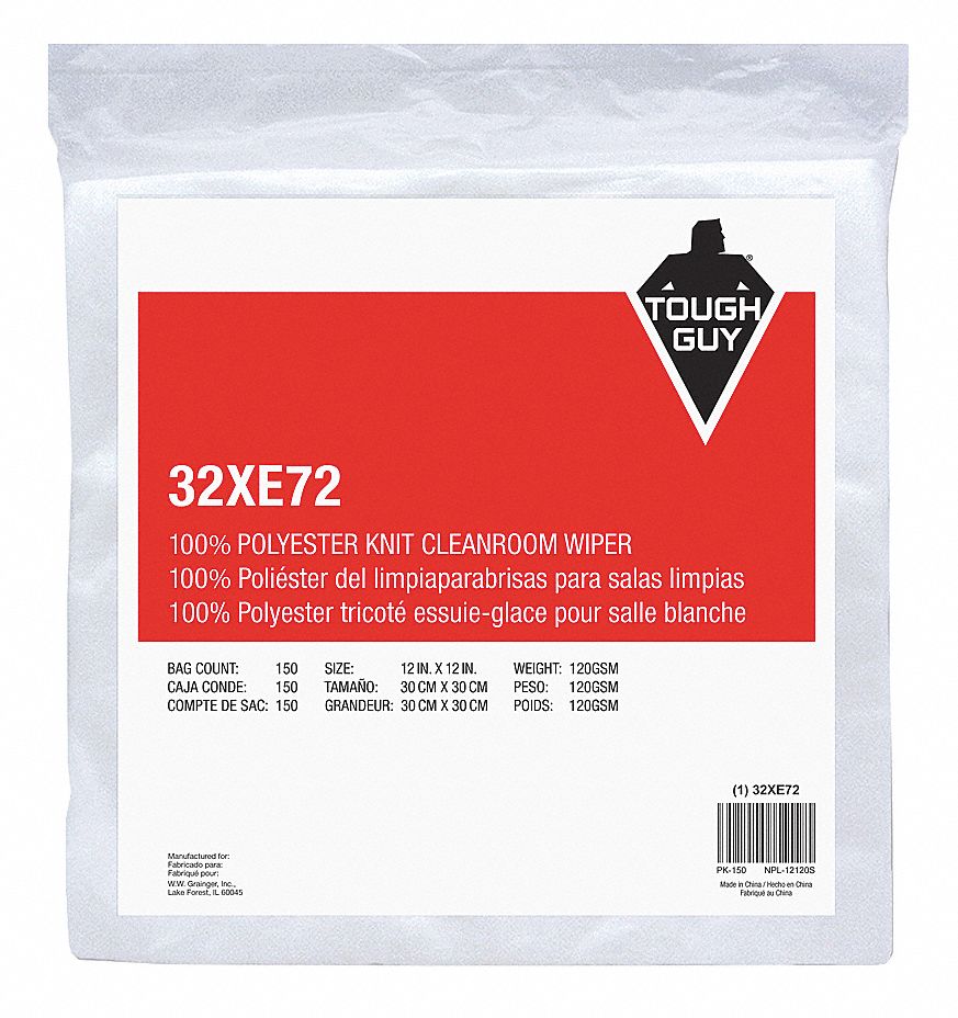 Tough Guy Dry Wipe, Tough Guy, 12" x 12", Number of Sheets 150, White - 32XE72