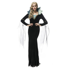 Luxury Black Vampire Dress Halloween Witch Queen Costume