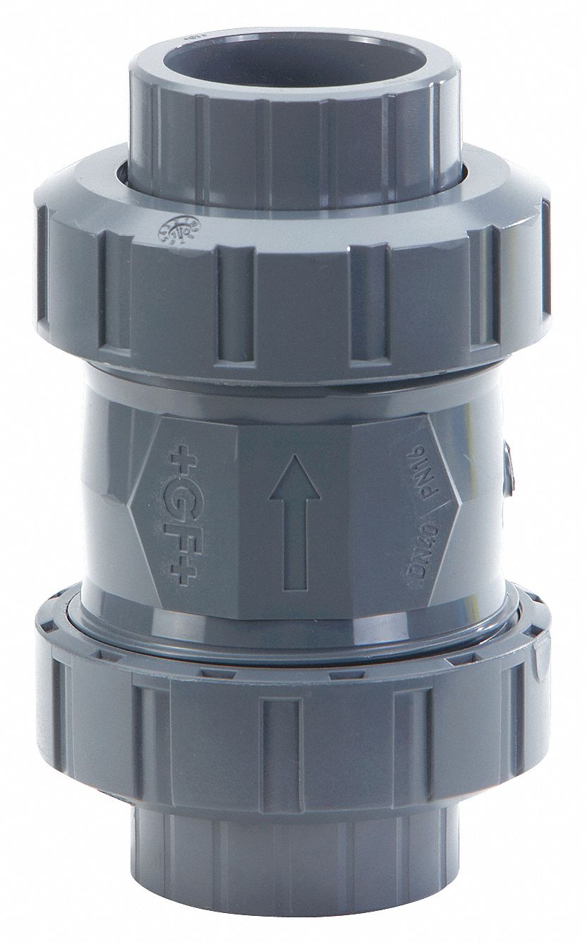 Georg Fischer Check Valve, 1/2 in, Single, Inline Spring, CPVC, EPDM, Socket/Threaded x Socket/Threaded - 163562102