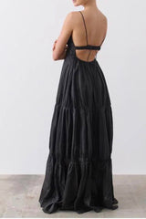 Liana Linen Maxi Dress in Black