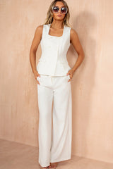 Juno White Square Neck Top